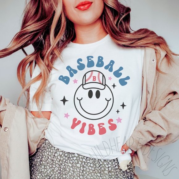 Baseball Vibes Retro Graphic T-shirt Baseball Shirt Unisex Cotton Tee - Picture 3 of 4